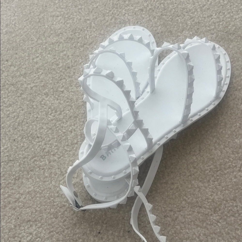 Bamboo White Spiked Sandals - Picture 3 of 3